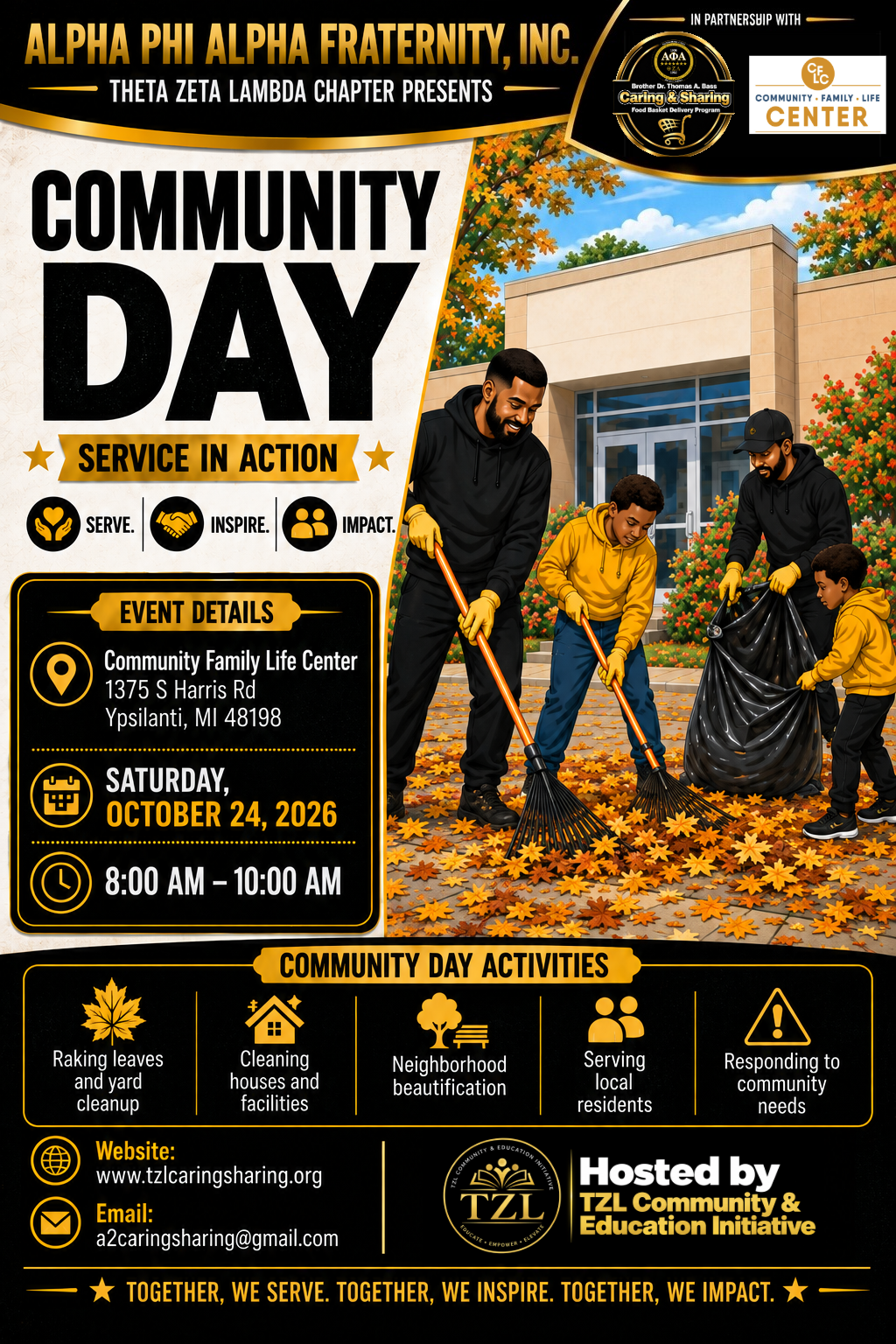 Community Day — Service in Action flyer for October 24, 2026